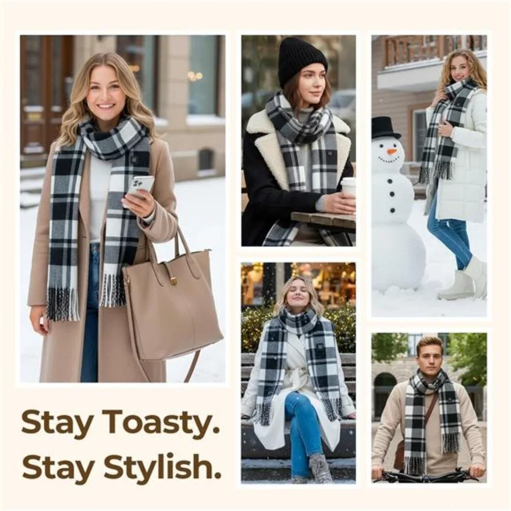 Heated Scarf Unisex with 5000mAh Rechargeable Battery, 3 Temperature Settings - Picture 6 of 7